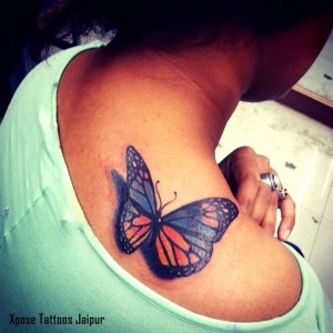 3d colour butterfly tattoo by Xpose tattoos Jaipur India