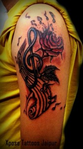 Musical Notes Rose Tattoo By Xpose Tattoos Jaipur India