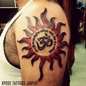 Om Sun Gayatri Mantra Tattoo by Xpose Tattoos Jaipur India